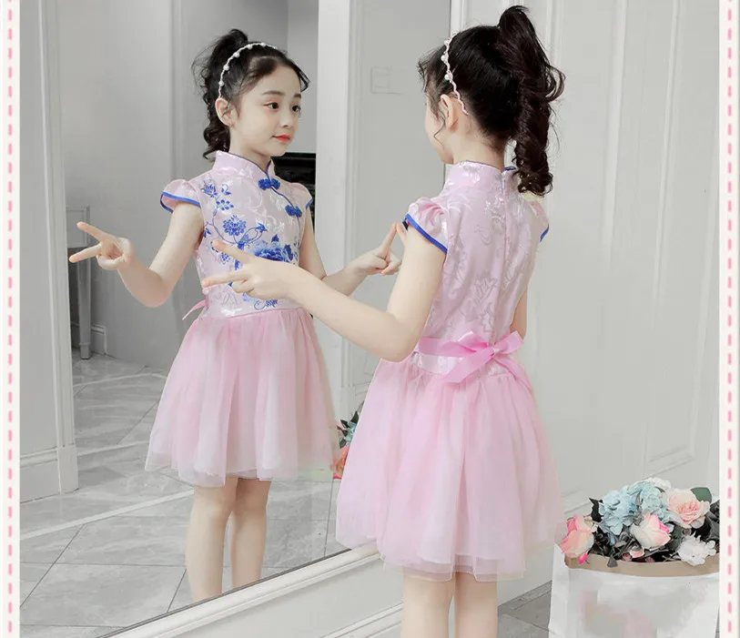 Fashion Children\'s Clothing Qipao Performance Baby Chinese Style Dress Vestidos Casual Kids Cheongsam Modern Party Girls Dresses