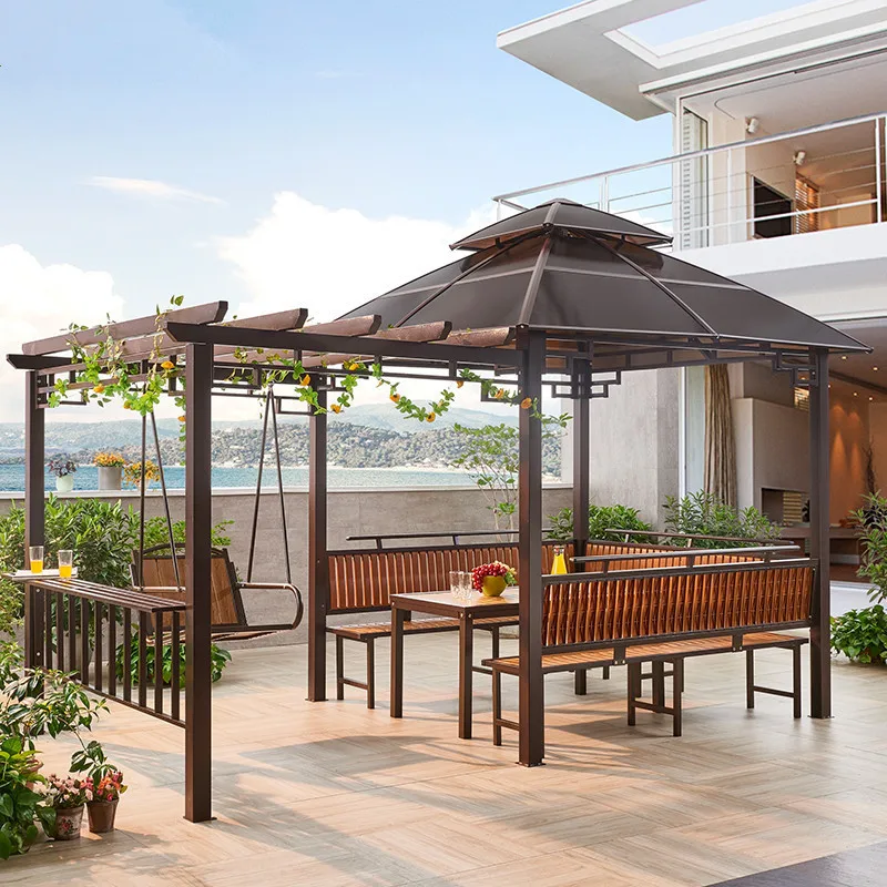 Grape Rack Courtyard Sun Panel Outdoor Simple Sunshade Canopy Aluminum Alloy Table And Chair Outdoor Balcony Swing Pavilion