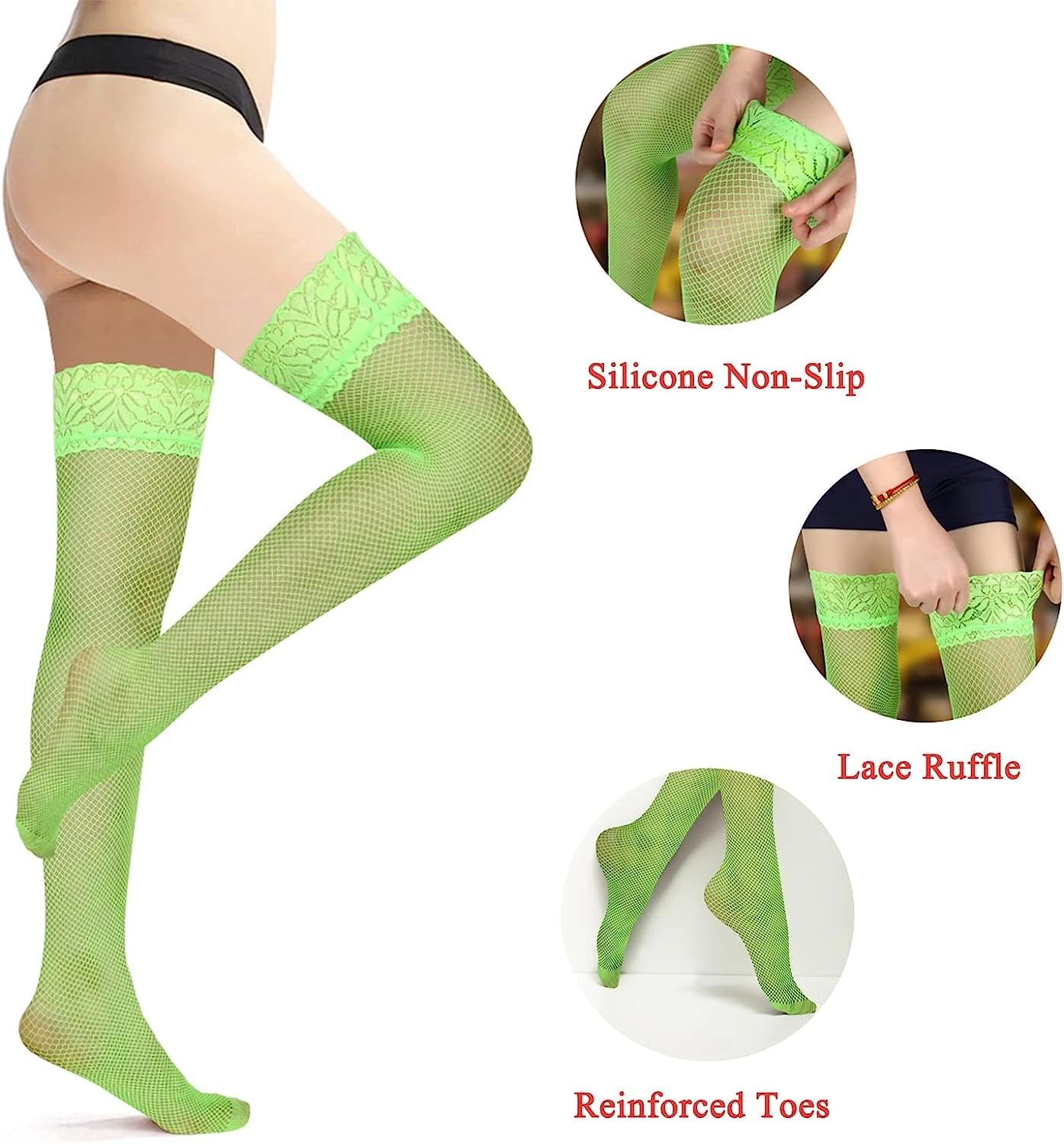 Double Non-slip Silicone Stockings for Women Lace Stay Up Stockings Sexy Fishnet Hosiery Women's Thigh High Stockings sex medias