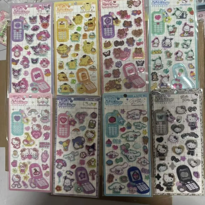 Sanrio 3D Puffy Stickers Set, Cute Cinnamoroll Kuromi My Melody Cartoon Crystal Epoxy Phone Laptop Scrapbook DIY Deco Stickers view 2