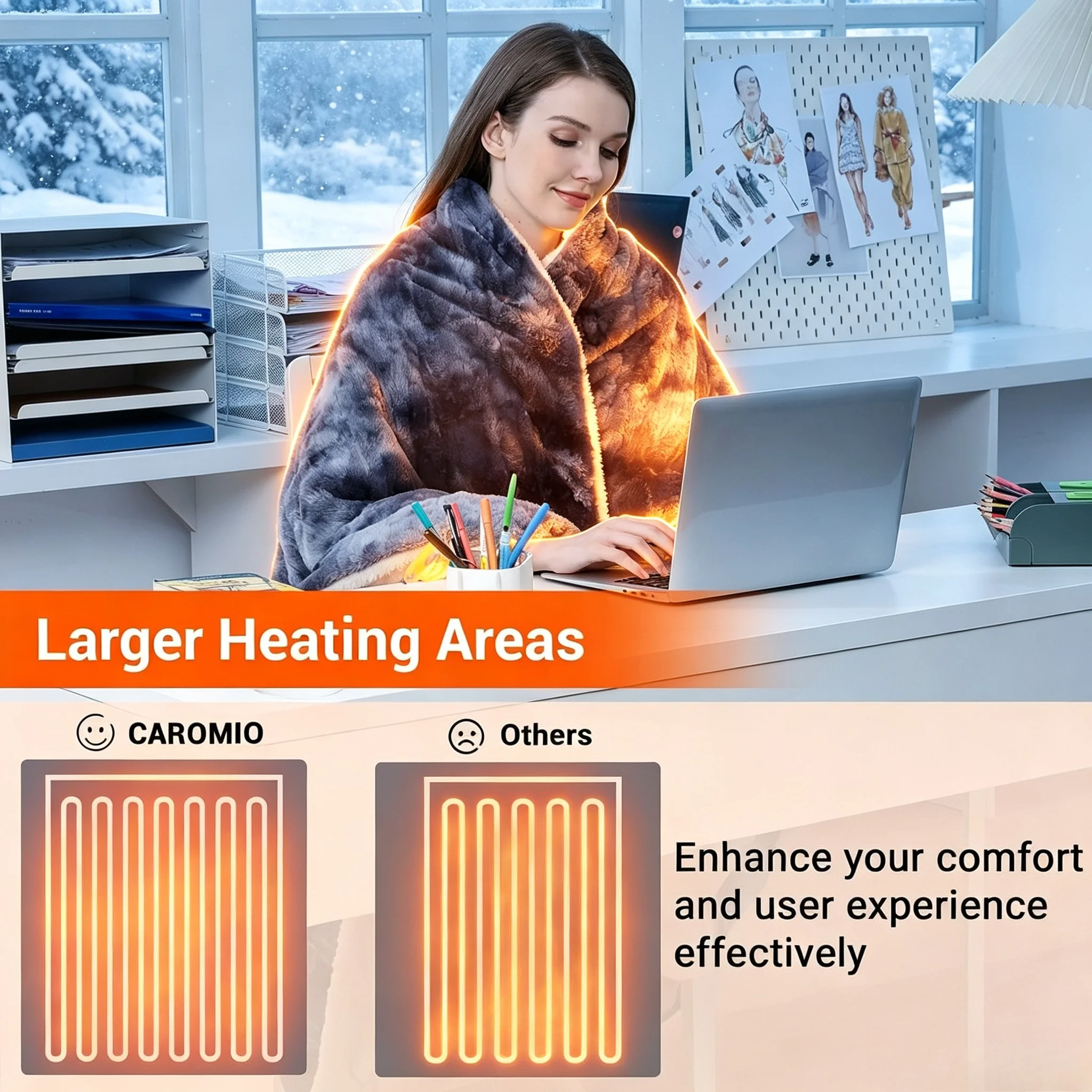 Garvee Electric Heated Blanket Soft Faux Fur Sherpa Heating Blanket 10 Hours Auto Shut-Off ,Overheat Protection,ETL Certified,Fast Heating,Machine Washable 5 Fast Heating Levels