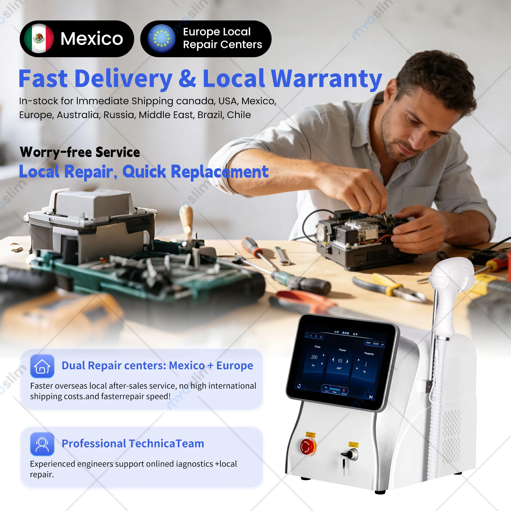 Urządzenie do depilacji laserowej diodowej o dużej mocy 808 z 3 długościami fal (755, 1064, 808nm) do całego ciała, szybkie i skuteczne zabiegi