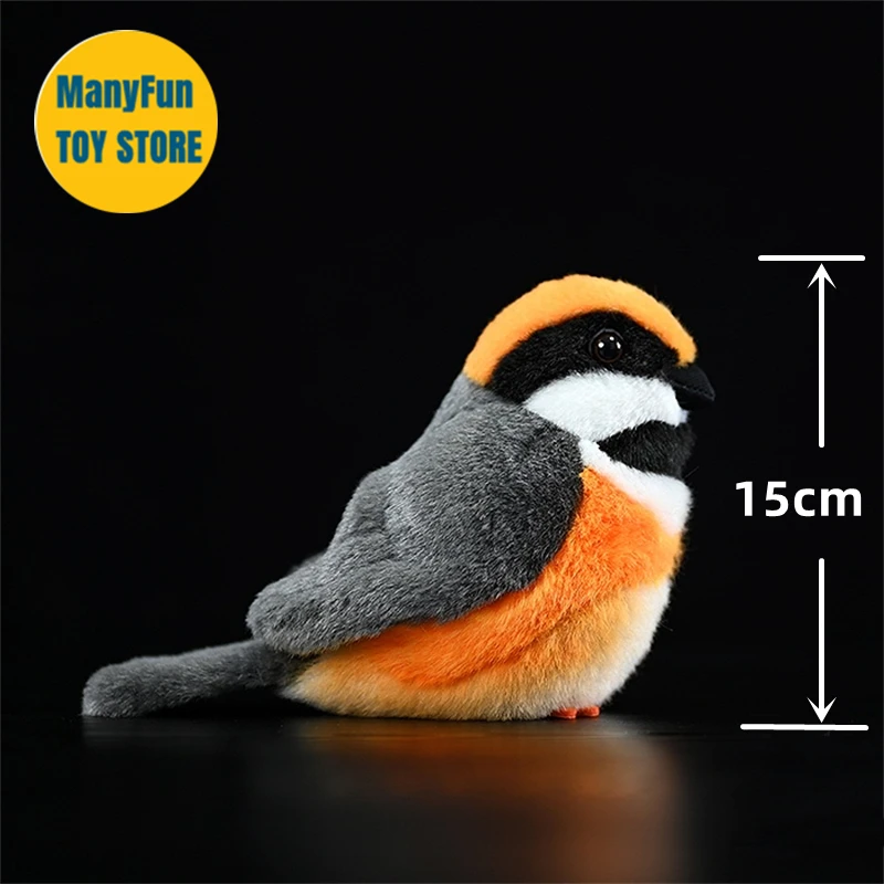 Realistic Black-throated Bushtit Plushie Chickadee Plush Toy Tits Peluche Lifelike Bird Stuffed Animals Simulation Toy For Kids