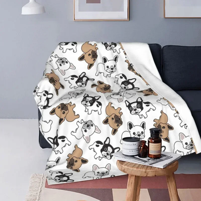 

French Bulldog Dog Blankets Coral Fleece Plush Summer Cute Lightweight Thin Throw Blanket for Home Outdoor Bedding Throws