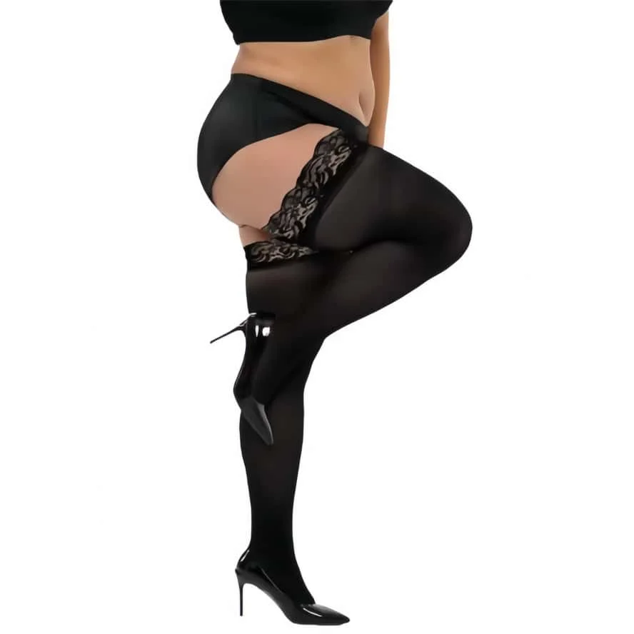 NEWJOINFUN Woman Sexy Thigh High Ultra Thin Lace Socks Plus Size Oversized Over The Knee Garter Stockings Anti-slip 3XXXL 5XL