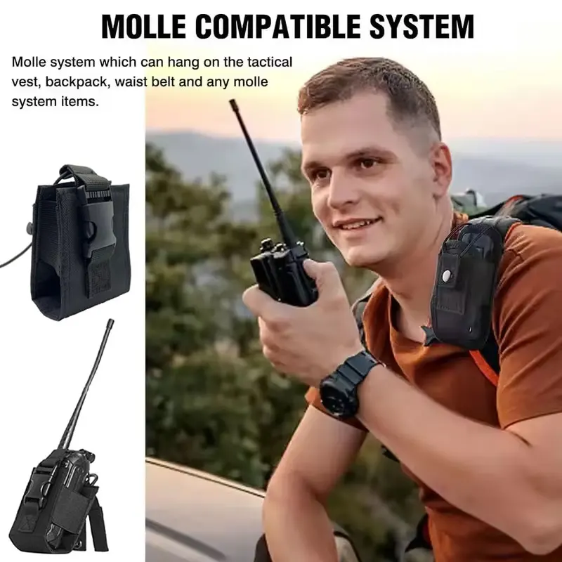 

1Pcs Tactical Walkie Talkie Carry Bag Radio Pouch Holder Pocket Portable Outdoor Hunting Sports Waist Bag Interphone Holster