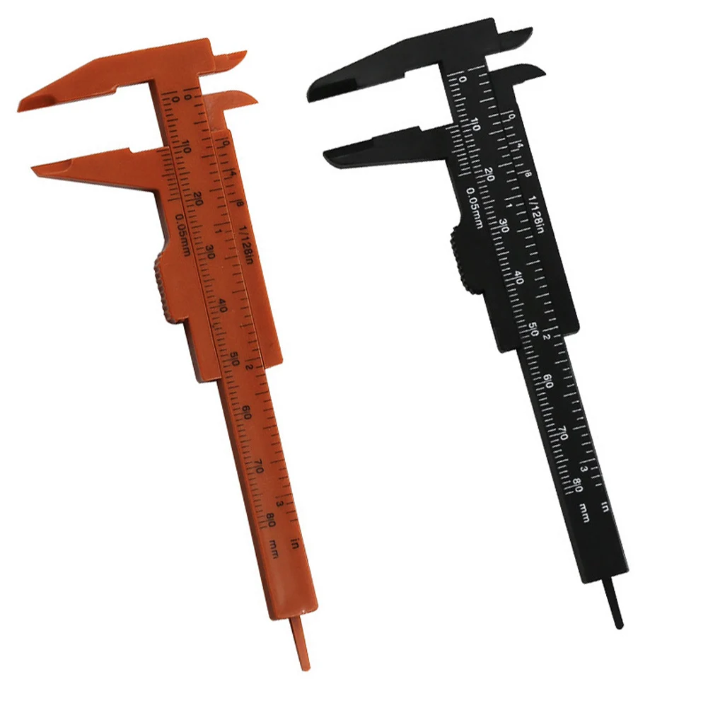 23222111111    2pcs 80mm Mini Plastic Sliding Vernier Caliper Gauge Measure Tool Ruler Micrometer Hand Tool Easy To Use