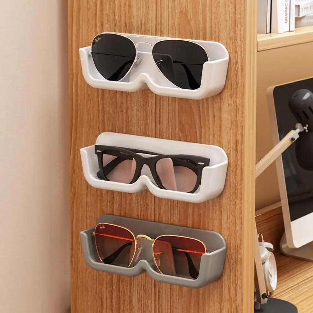 Caja de almacenamiento de gafas montada en la pared, soporte de almacenamiento de gafas de sol autoadhesivo, estante de exhibición antipresión duradero