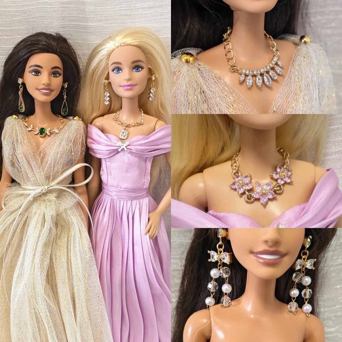 1/6 Doll Jewellery Multi-Style Luxury Diamond Necklaces+Premium Diamond Earrings For FR Babi Supermodel Doll PRE-ORDER: 5 DAYS