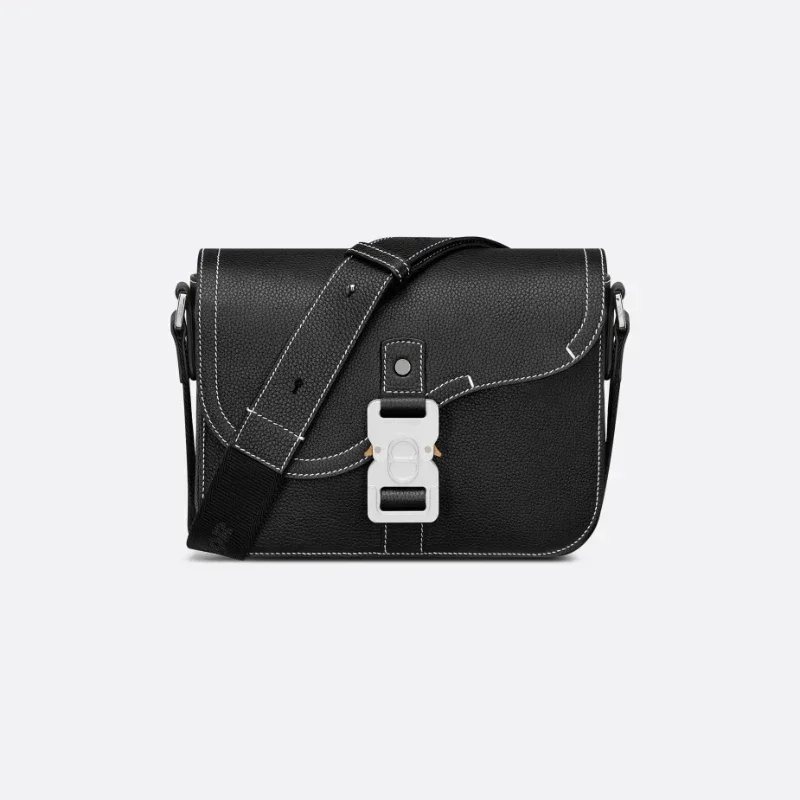 

Luxury Brand Messenger Bag Men Classic Square Saddle Flap Cross Bag Original Quality Black Grain Leather Designer Shoulder Bag