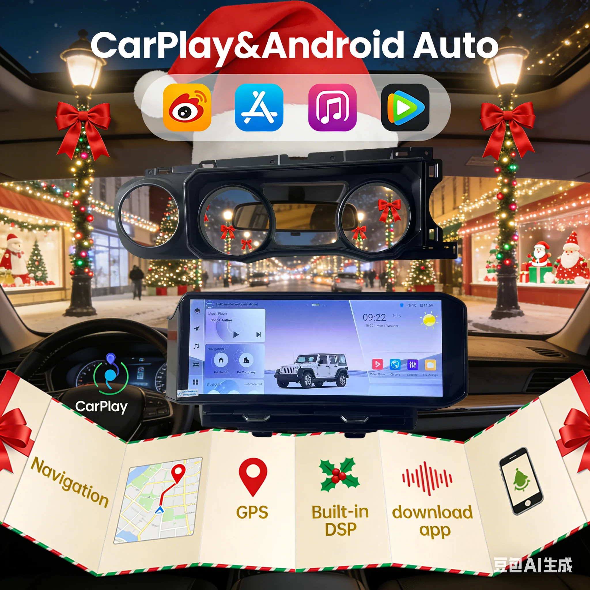 15inch Android  Screen For Jeep Wrangler 2020-2022 Car Radio GPS Navigati Carplay Multimedia Video Player Stereo Auto Head Unit