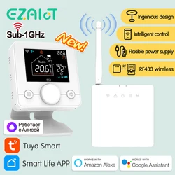 Caldera de Gas inalámbrica con WiFi, termostato inteligente, temperatura de calefacción de suelo, receptor RF, aplicación Tuya, Control remoto por voz, Alexa y Google Home