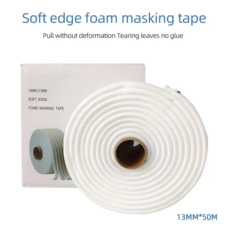 13mm*50m Soft Edge Foam Masking Tape Overspray Protective Car Paint Tool USE Spray Door Seal Sponge Tape APERTURES IN Shelter