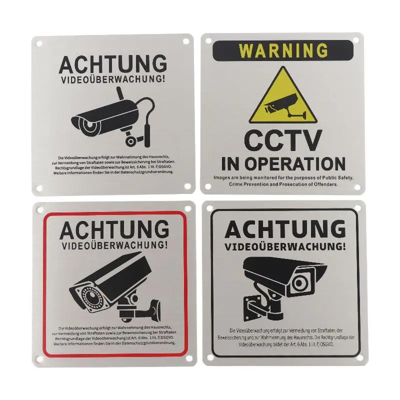 24 Hour Video Surveillance Sign Metal CCTV Warning Plate Waterproof Security Alert Plaque For Home Yard Villa Outdoor Wall Use