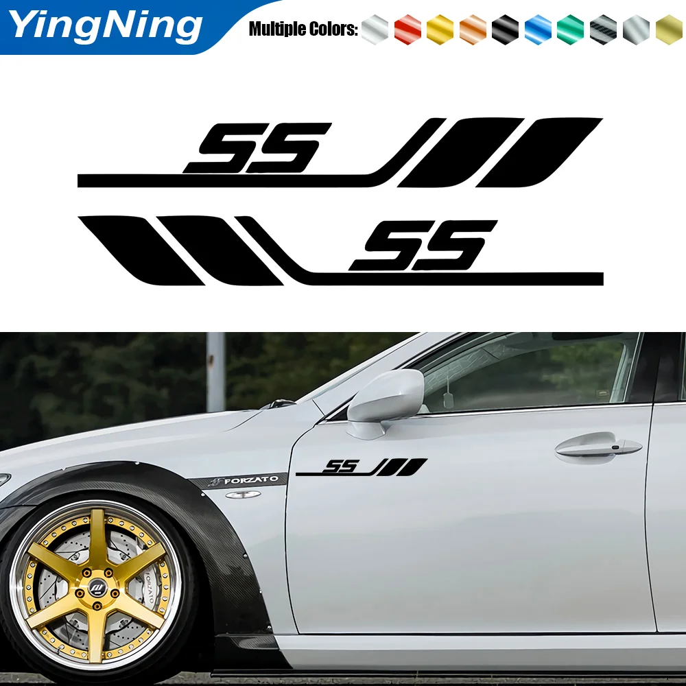 

2pcs Car Side Sticker Vinyl For Chevrolet SS Car Body Creative Car Fender Decorative Leaf Door Decal Sticker Auto Accessories