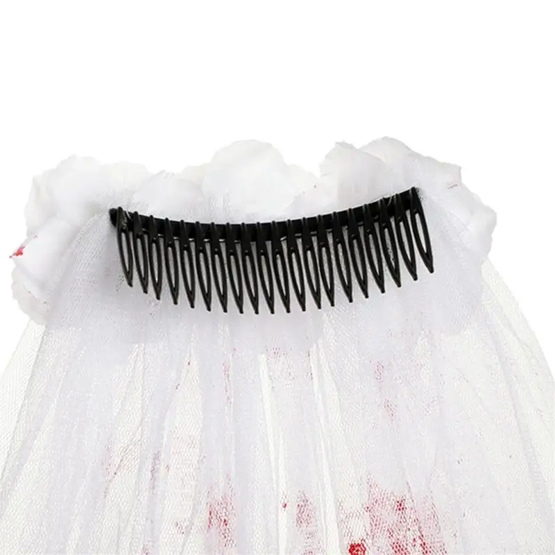 270D Gothic Blut Befleckt Rose Schal Schleier Elegante Spitze Kopfschmuck Party Dekoration Für Halloween Cosplay Kostüm Zubehör
