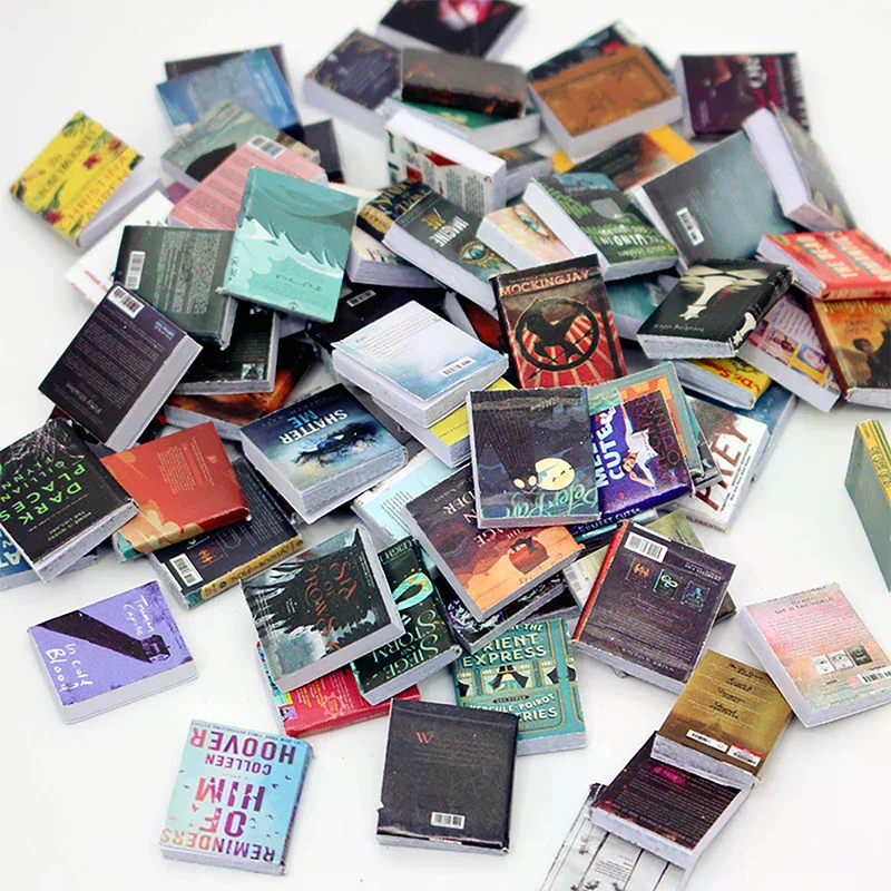 100 pçs miniaturas aleatórias casa de bonecas clássico mini flip livros notebook móveis decoração boneca brinquedo suprimentos