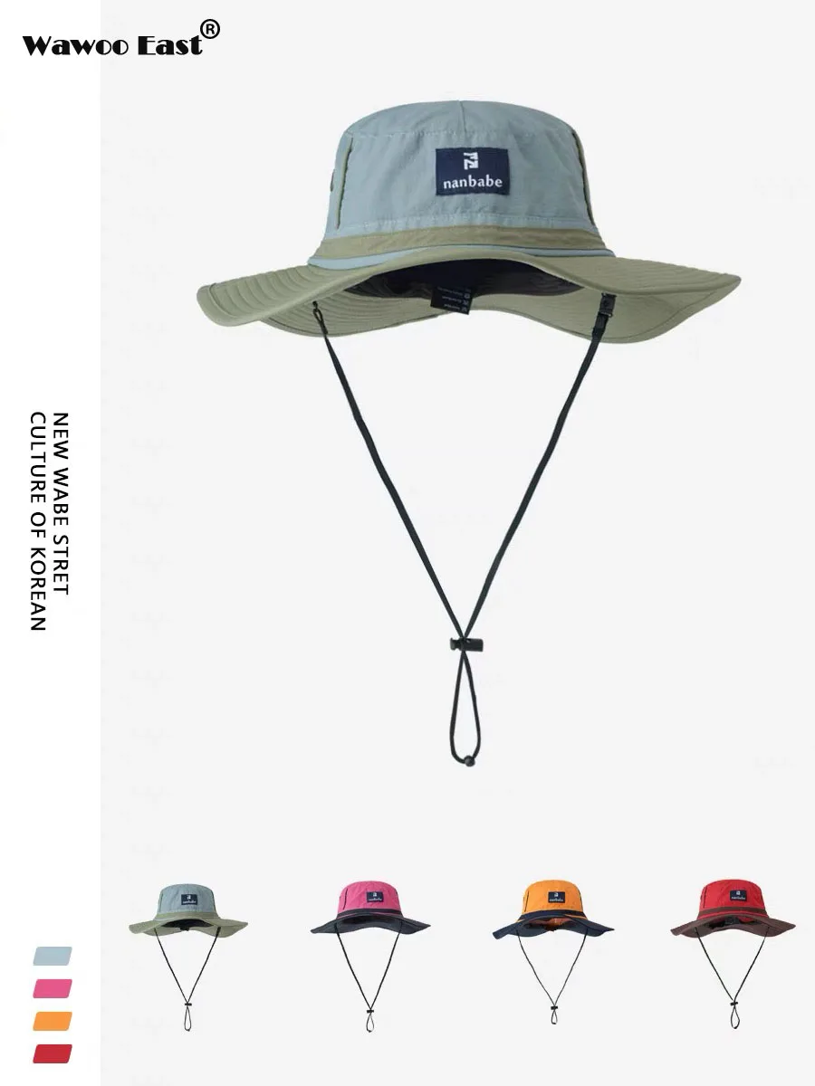 Summer 100% Nylon Kid\'s Bucket Hat for Child 52cm Hight Quality Fisherman Hat Wind Rope Beach Sun Hat 2-6 Ages boy Panama Hats