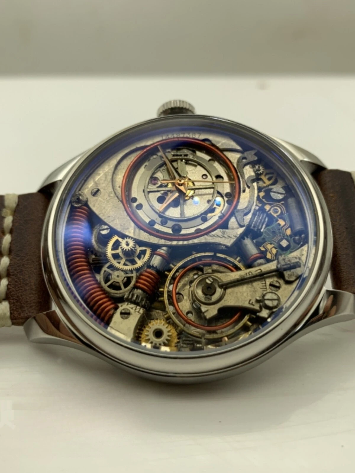 Cyberpunk Style Automatic Mechanical Watch Handmade Original Internet Celebrity Personalized Watch Crazy Horse Leather Strap