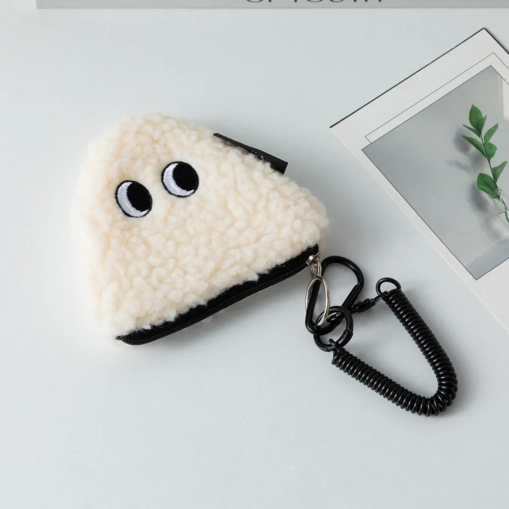 1pc Cute Cartoon Rice Ball Doll Coin Purse With Zip Small Pendant Plush Pouch Portable Hangable Bag Mini Personality Storage Bag