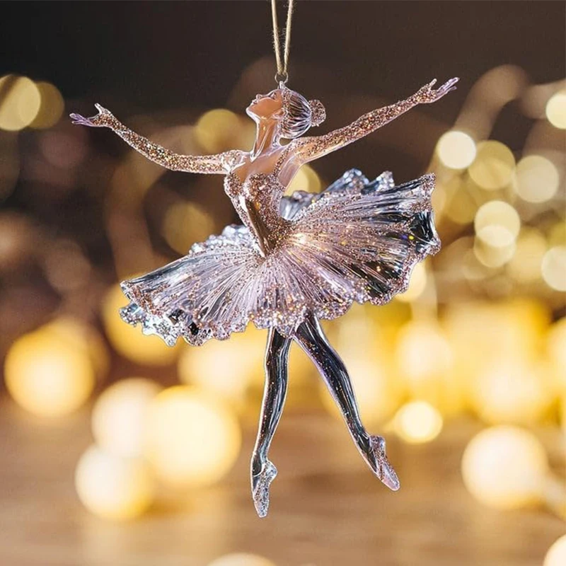 Sparkling Acrylic Crystal Ballerina Christmas Ornaments, Snowflake Atmosphere Pendant Pendant for Christmas Tree Decoration