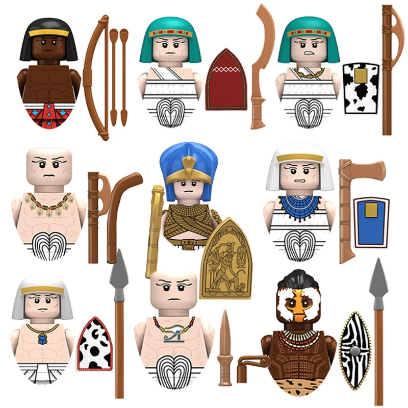 Ancient Egypt Nubian Tribes Warriors  Infantry  Spearmen Guards   Archer Military Figures Model Building Blocks Childrens Toys