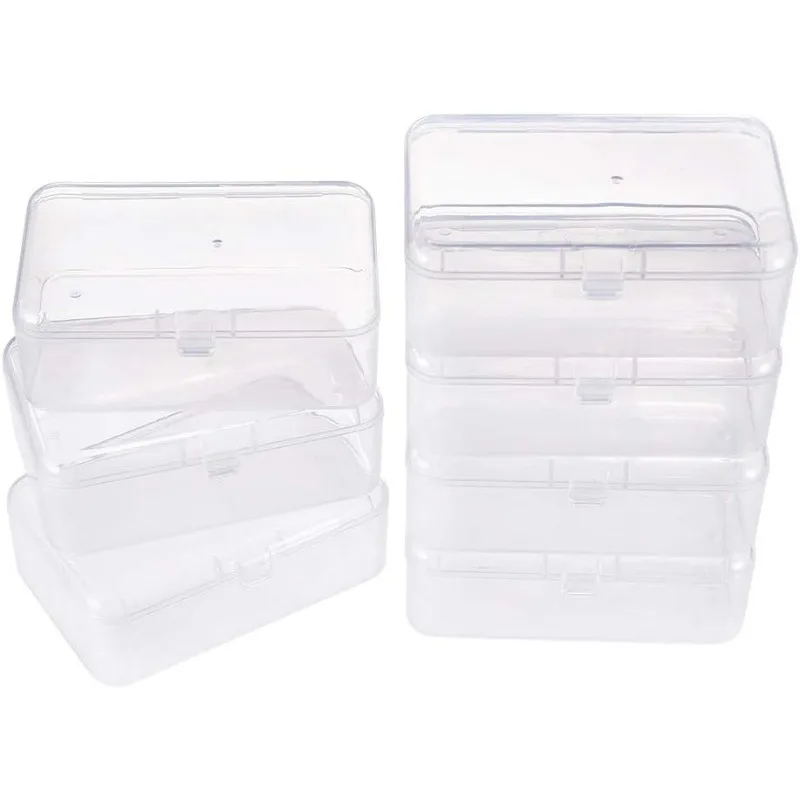 12 Pack 3.5x2.4x1.2 Inches Rectangular Clear Plastic Bead Storage Box with Lid for Small Items and Crafts