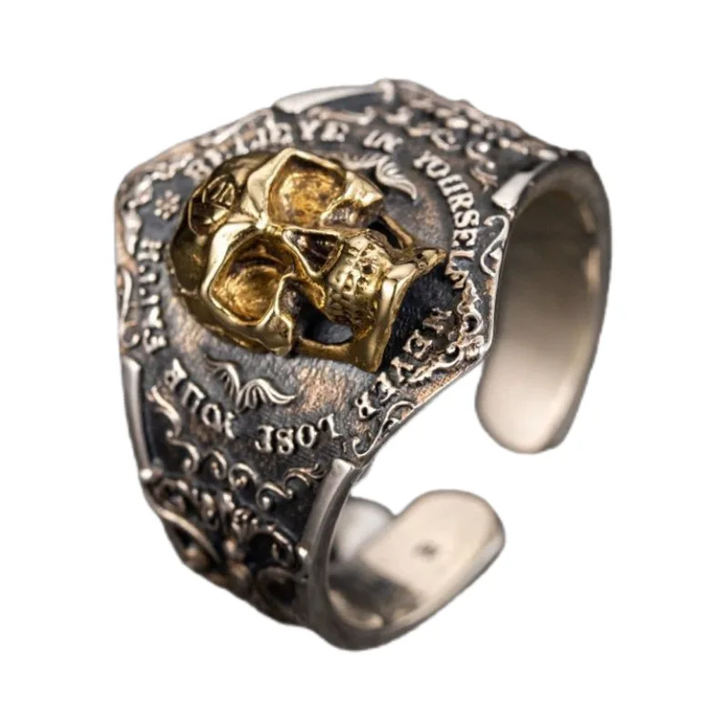 

Vintage Skull Ring for Men Adjustable Open Band Gothic Punk Personality Index Finger Ring Fashion Party Jewelry Gifts