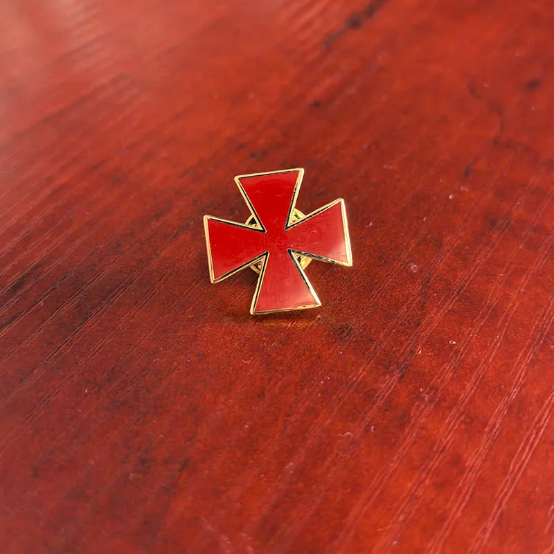 Commandery Badges Malta Crusader Order Cross Knights Templar Masonic Lapel Pin Freemason Christian Shield Enamel Brooch