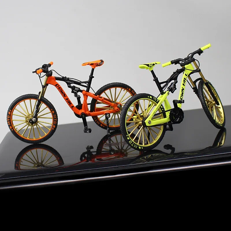 Mini modelo de bicicleta de liga 1/10, dedo de liga, mountain bike, simulação de corrida mágica, coleção adulta, brinquedos de estrada curvados, presente para crianças