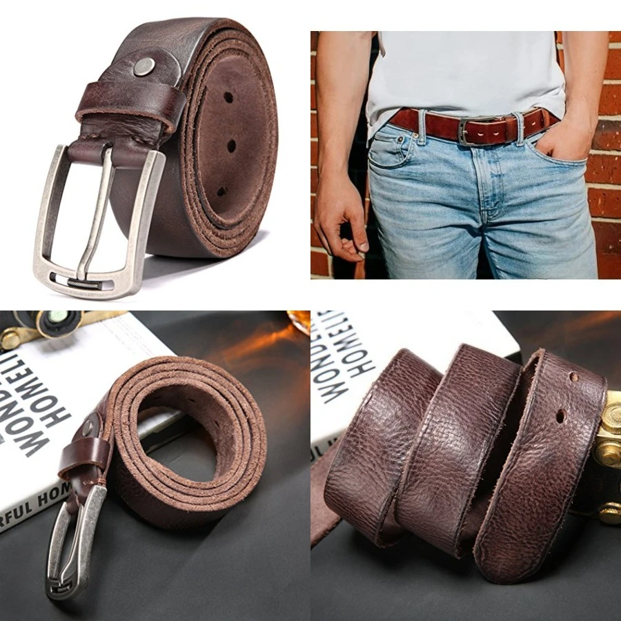 

Men's 100% Italian Cow Leather Belt Men With Anti-Scratch Buckle,Packed in a Box，38-42