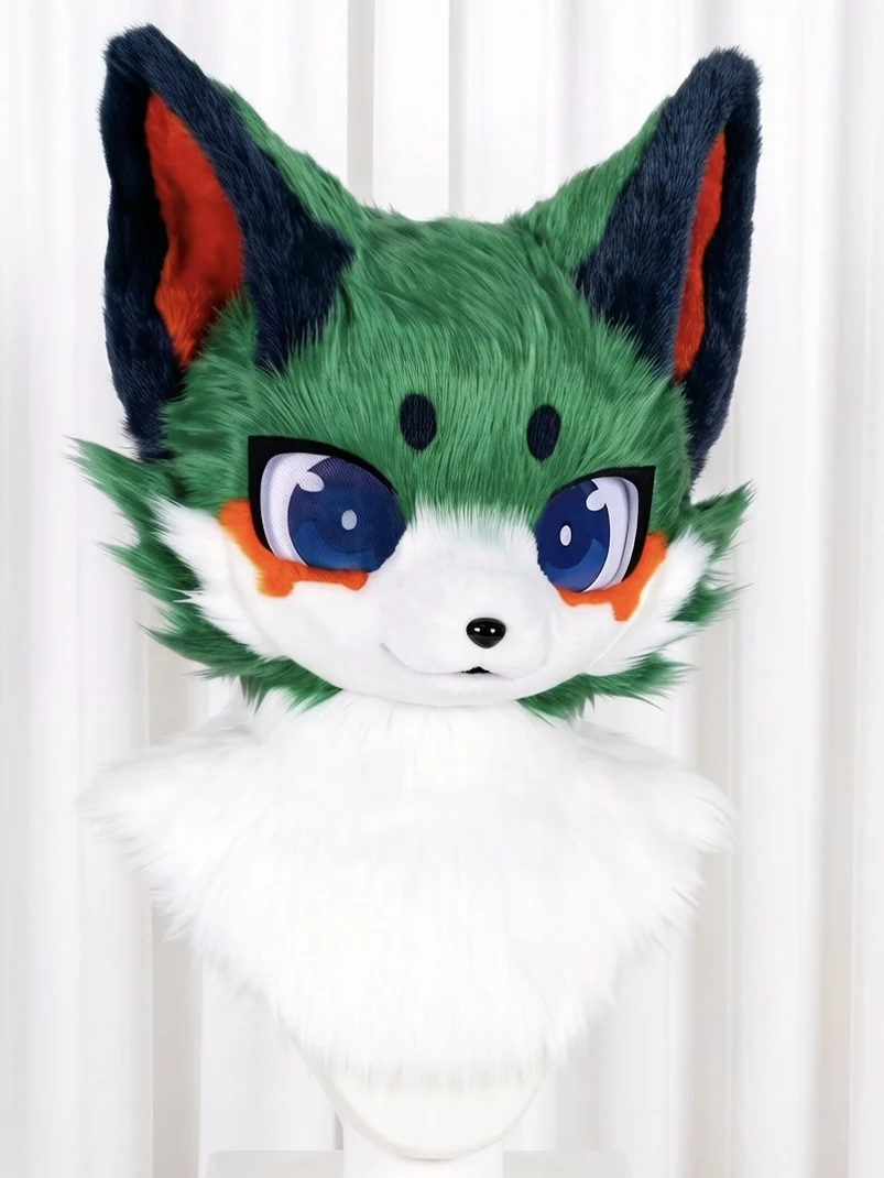 

Long fur coat with Christmas fox character costume, with foldable ears for wearing as a cat mascot. This is a costume for role-p