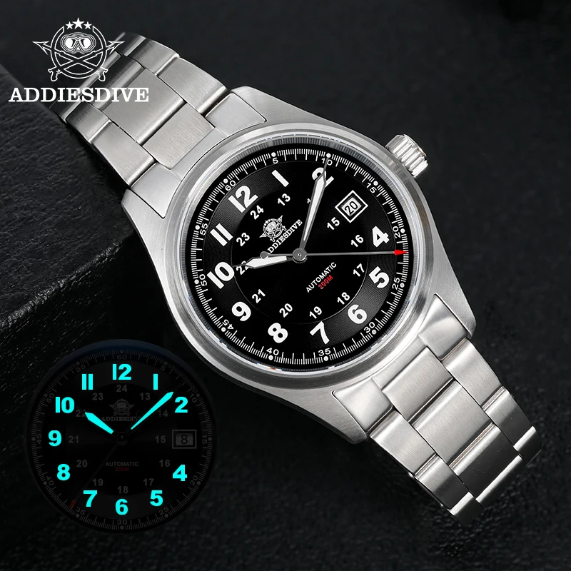 

ADDIESDIVE Men Automatic Mechanical Watches Sapphire Glass Waterproof 200m Diver Wristwatch Super Luminous Stainless Steel Watch