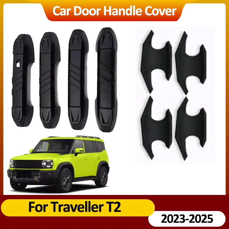 For Jetour T2 Traveller 2023 2024 2025 Black Door Handle Cover Sticker Auto Exterior Scratch Resistant Car Decorate Accessories