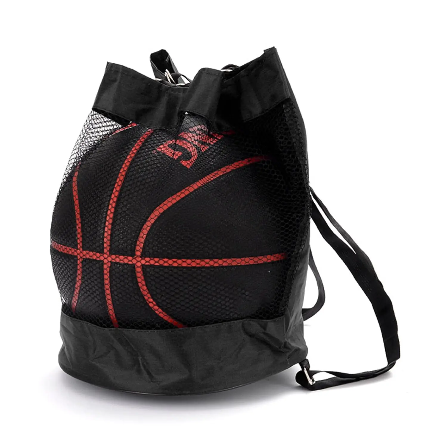 Basketbalrugzak met trekkoord, basketbalbox, netzak, voetbalopbergrugzak, opbergtas voor volleybal voor buiten, 32 cm, zwart