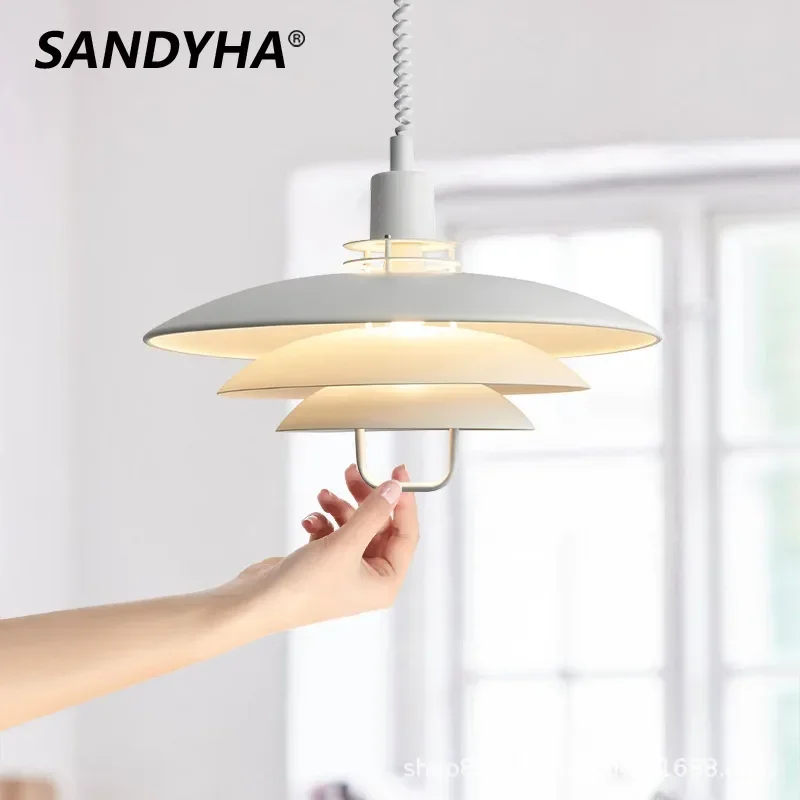 

SANDYHA Creative Chandeliers Lifting Telescopic Adjustable Pendant Lamp for Dining Room Bar Island Flying LED Lighting Fixtures