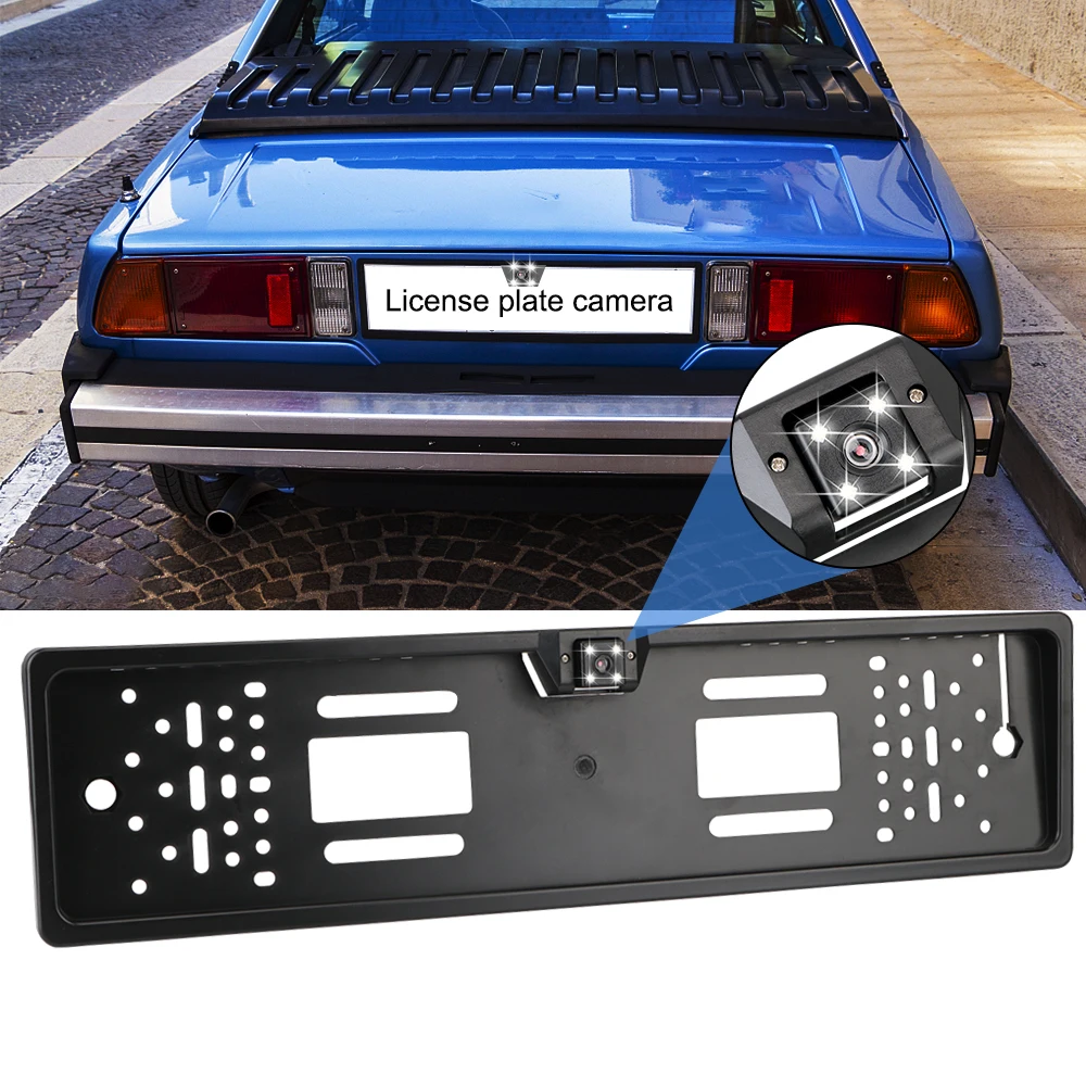 

4/8 LED Universal Car Rear View Camera Parking Assistance Kit Night Vision European Car License Plate Frame