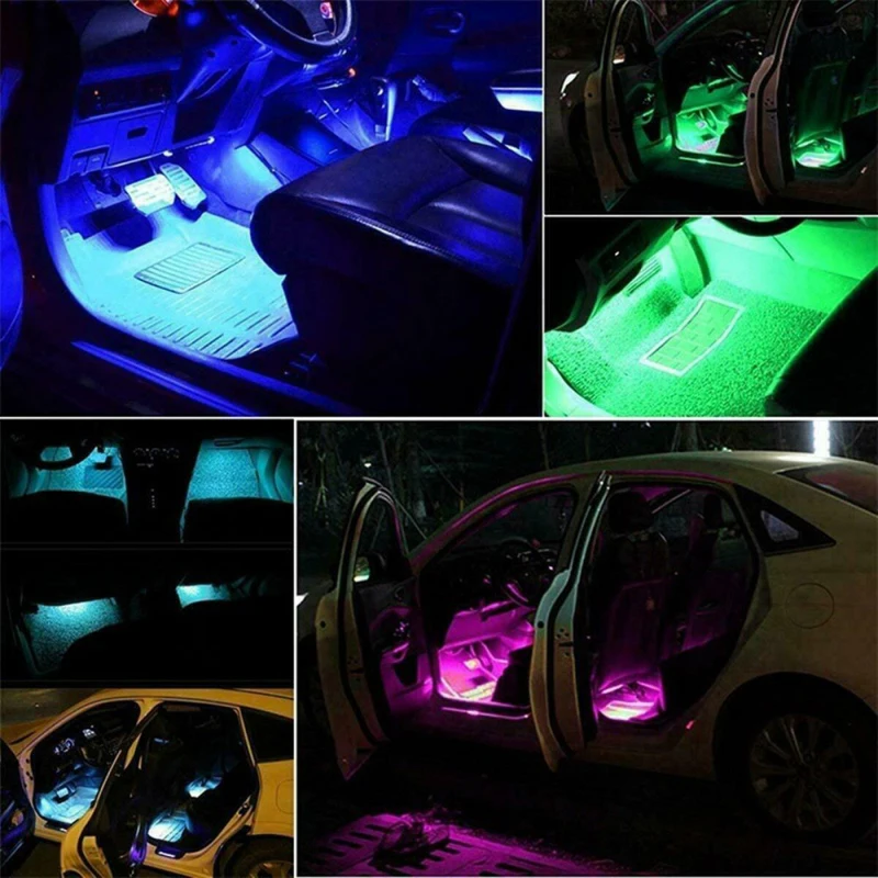 Led Car Foot Ambient Light With USB Cigarette Lighter Backlight Music Control App RGB Auto Interior Decorative Atmosphere Lights