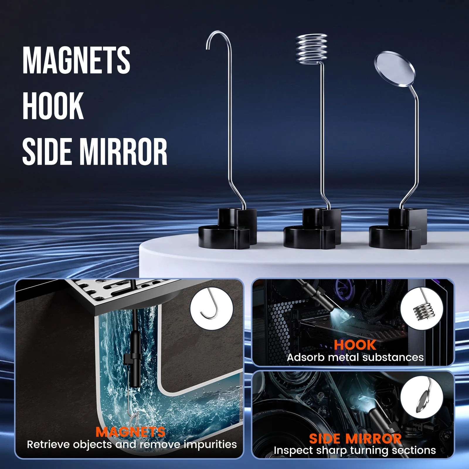 Industrielles Endoskop mit 4,3" LCD 1080P HD Inspektionskamera, 8mm Endoskop, IP67 wasserdicht, 2m/5m/10m Kabel für Rohr-, Kanal- und Autoreparaturen – Detail 9