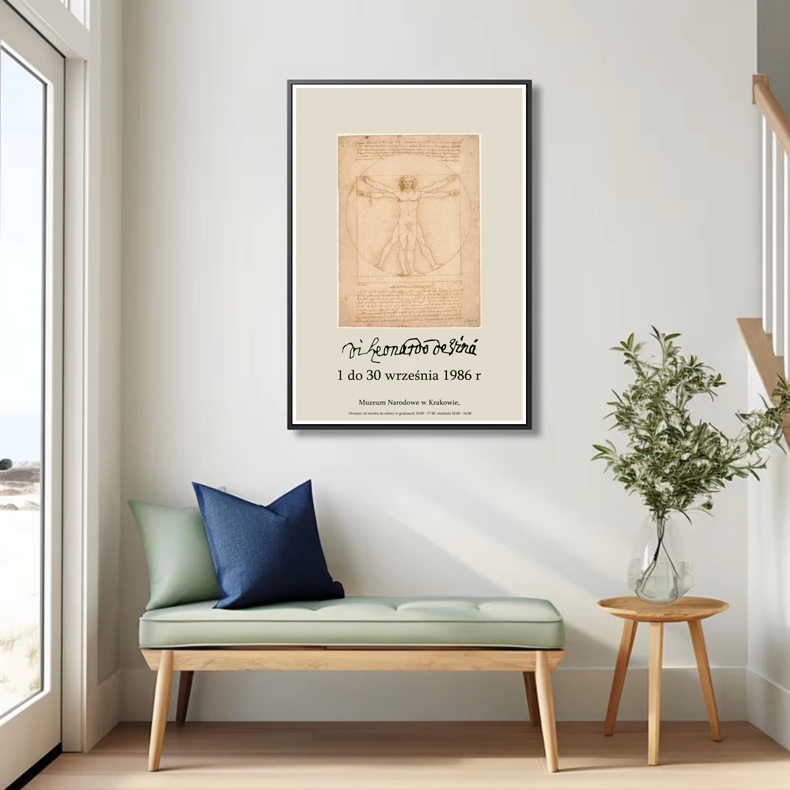 Reimpresión de una exposición Vintage de 1986, póster para obras de Da Vinci, impresión en lienzo, decoración del hogar, pintura de pared