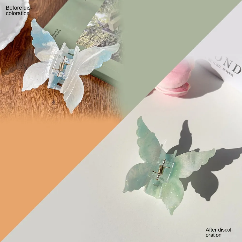 

Color Changing Acetate Butterfly Hair Claw Gradient Color Colorful Butterfly Hair Clip Grab Clip Korean Style Large Shark Clip