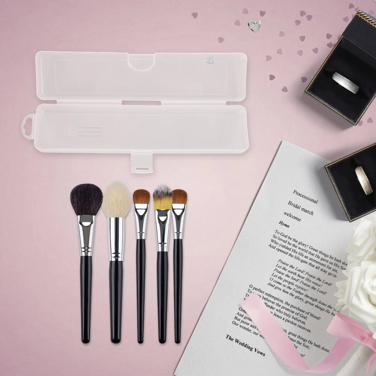 2Pcs Makeup Brush Holder Transparent Storage Box Portable Organizer Eyebrow Pencil Travel Makeup Brush Storage Case