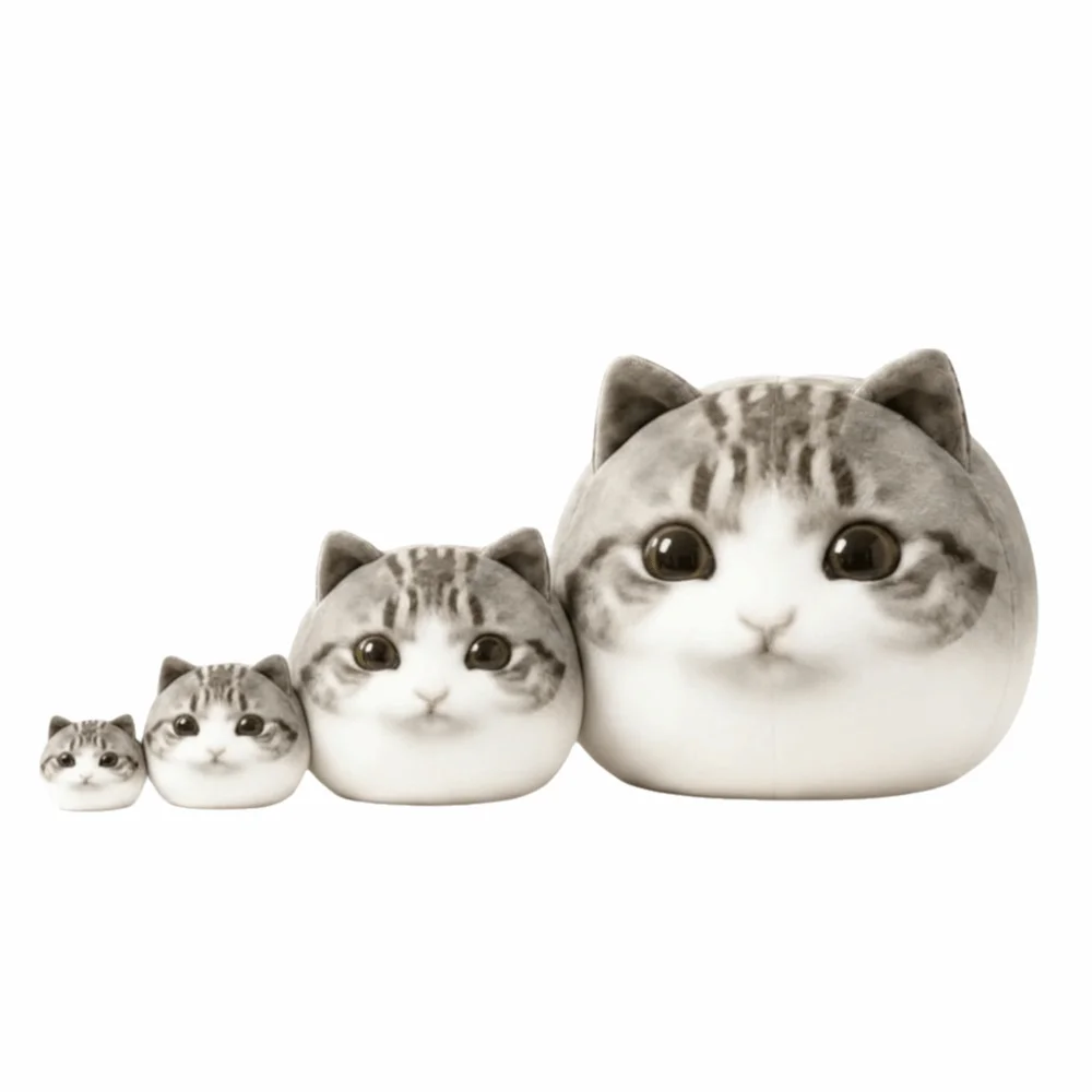 Cute Round Chubby Tabby Meme Cat Pillow Soft Cartoon Crispy Angle Cat 15/25/35/45cm Fluffy Cat Animal Gift
