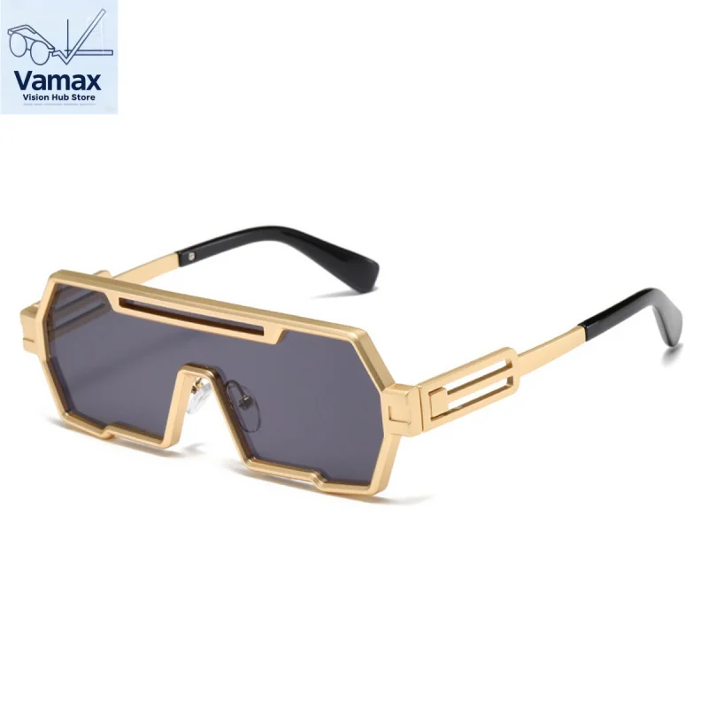 

VAMAX Cyberpunk Metal One-Piece Sunglasses UV400 Oversized Night Club Unisex Glasses for Rave Party
