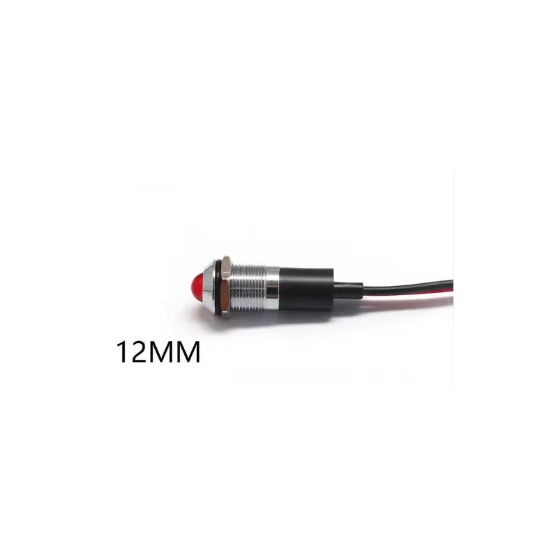 12mm 220v raised head waterproof LED metal test light, with 20cm long cable, for checking automotive engines