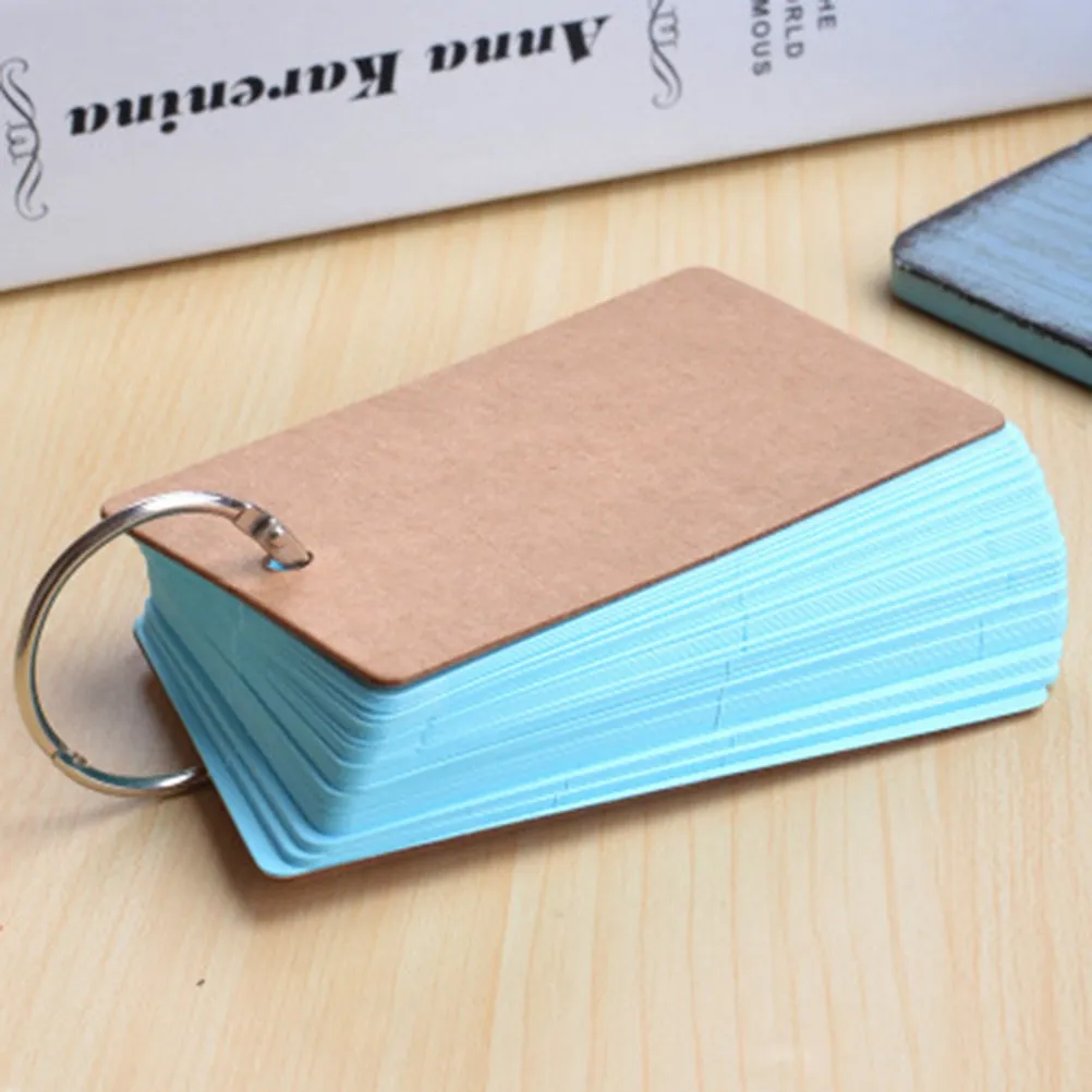 6Pcs Portable Kraft Paper Binder Ring Notepad Refillable DIY Blank Flash Cards Study Cards School Stationary Supplies