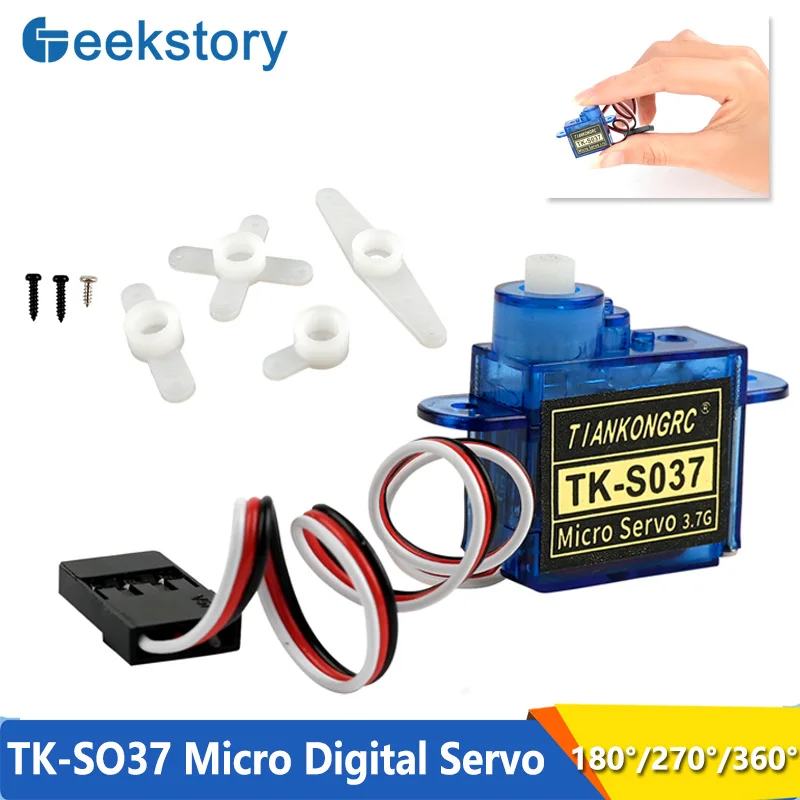 3,7g TK-SO37 Micro Servo Digital Mini 180/270/360 grados Motor Sin Núcleo Servo para RC avión helicóptero barco coche DIY modelo Juguetes