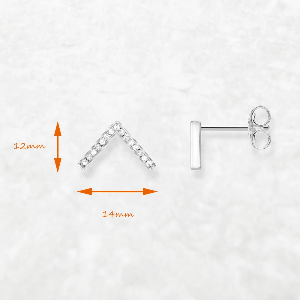 Ear Studs Withe Stones Geometric Europe Style Fine Jewerly For Women Classic Gift In Real 925 Sterling Silver - Detail 1