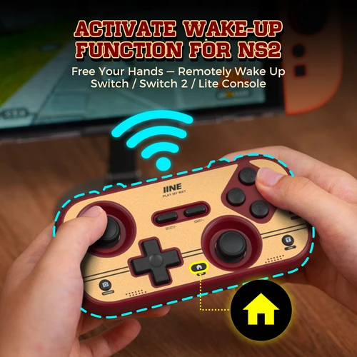 Imagen 2 del producto Controlador de bolsillo rojo retro INE: joysticks de efecto Hall, tasa de orollamiento de 1000 Hz, giroscopio de 6 ejes, portátil para interruptor/PC/móvil