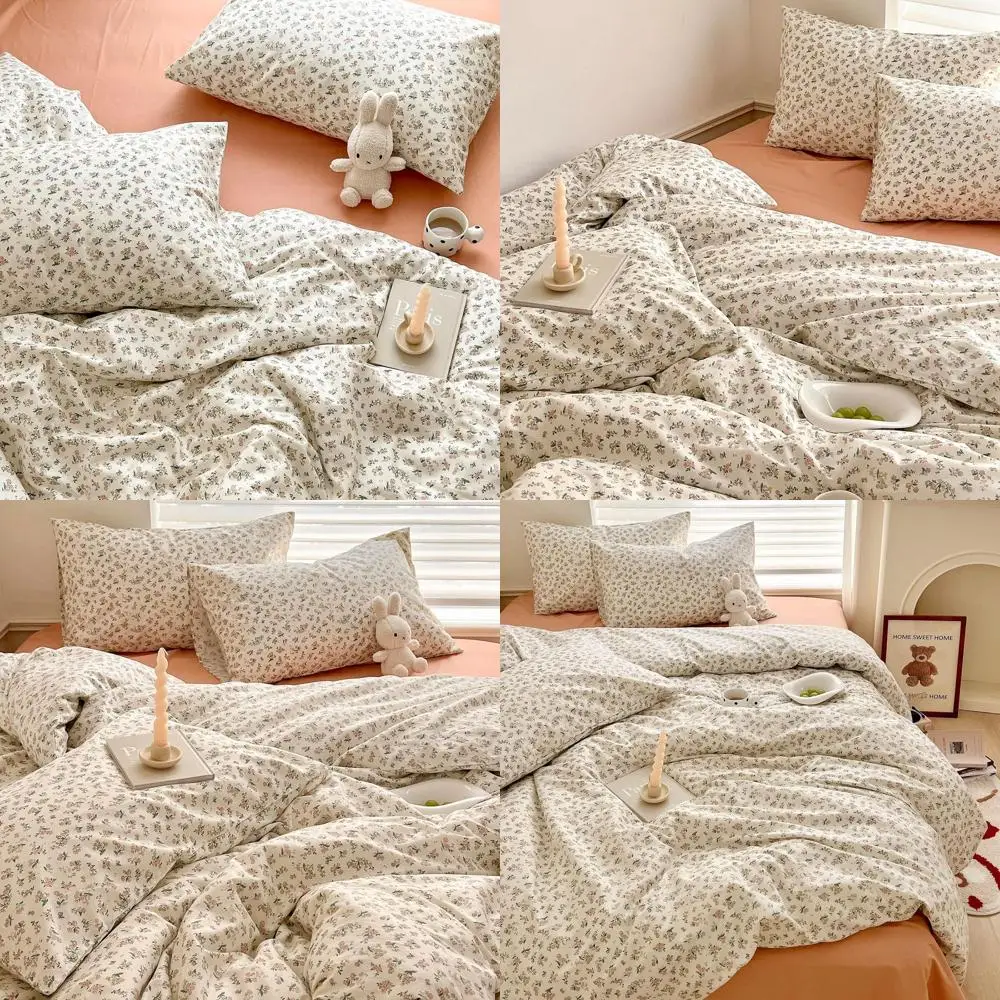 

Комплект одеял королевского размера в богемном цветочном стиле из розового хлопка с винтажным ботаническим дизайном